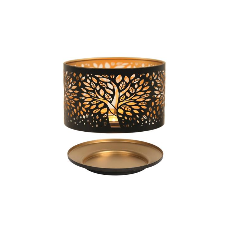 Aroma Silhouette Black Tree of Life Candle Shade & Tray Set
