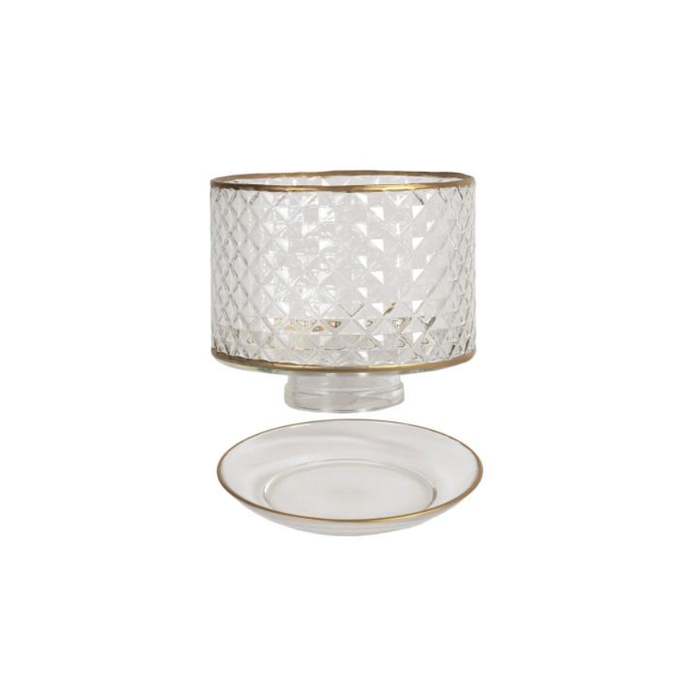 Aroma Accessories Clear & Gold Quilted Glass Shade & Tray