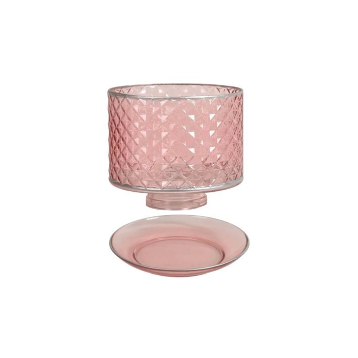 Aroma Accessories Pink & Silver Quilted Glass Shade & Tray